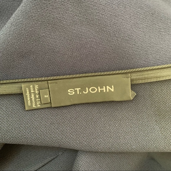 St. John Color Block Knit Fitted Sheath Dress Navy & Black sz 2 - Picture 8 of 8